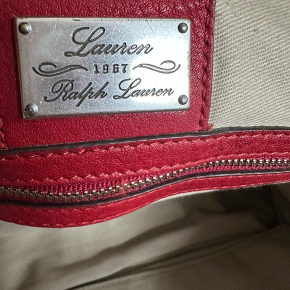 Ralph Lauren Red Leather Satchel Handbag - Women's Stylish Shoulder Bag - Picture 7 of 13
